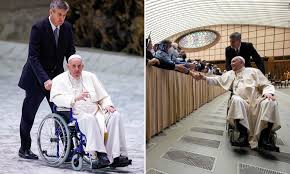 Wheelchair: Pope Francis admits shame after 'physical humiliation' caused by knee injury
